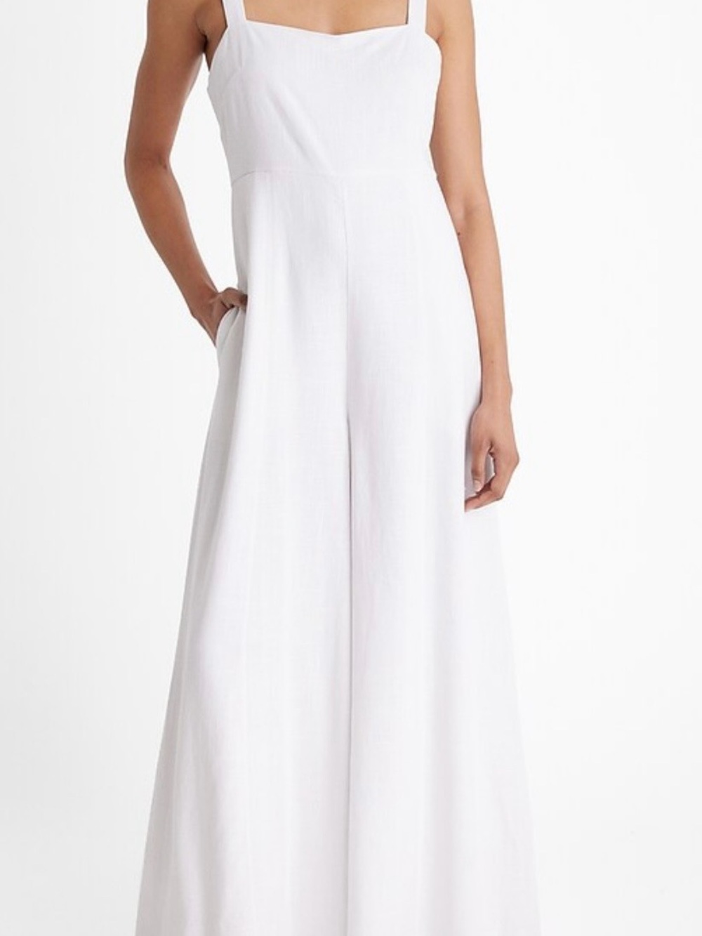 Women’s linen  White Wide-Leg Jumpsuit